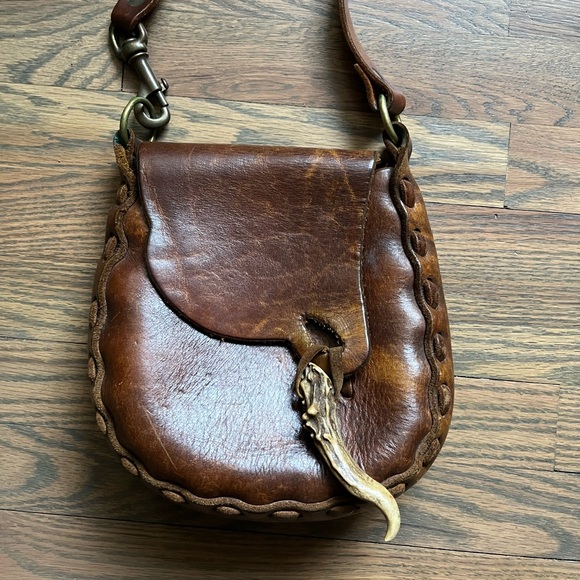 Vintage 1970’s Brown Leather Shoulder Drop Bag - Picture 2 of 16